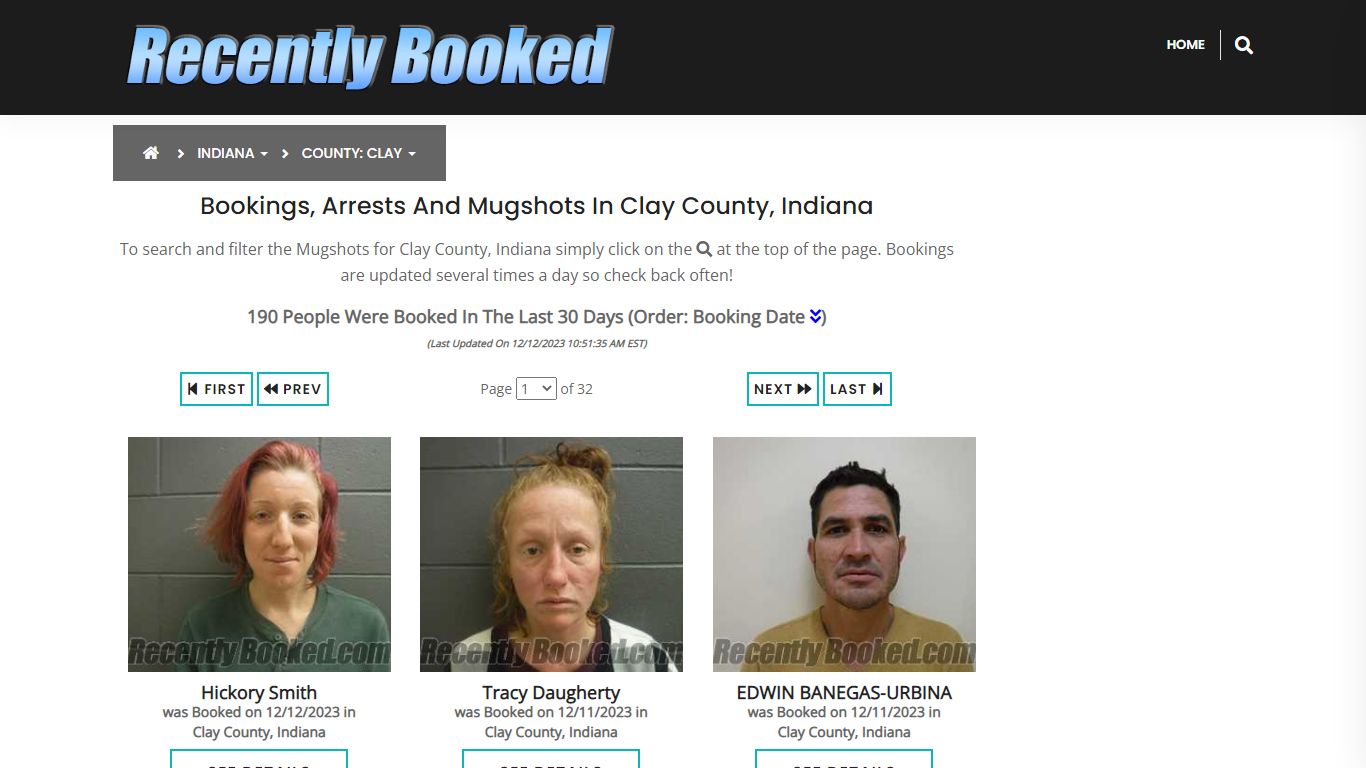 Recent bookings, Arrests, Mugshots in Clay County, Indiana